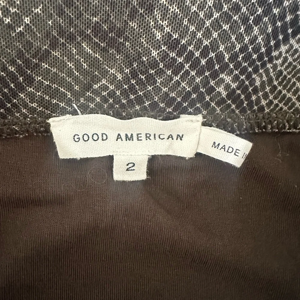 Good American Olive Green Snake Print Pencil Skirt